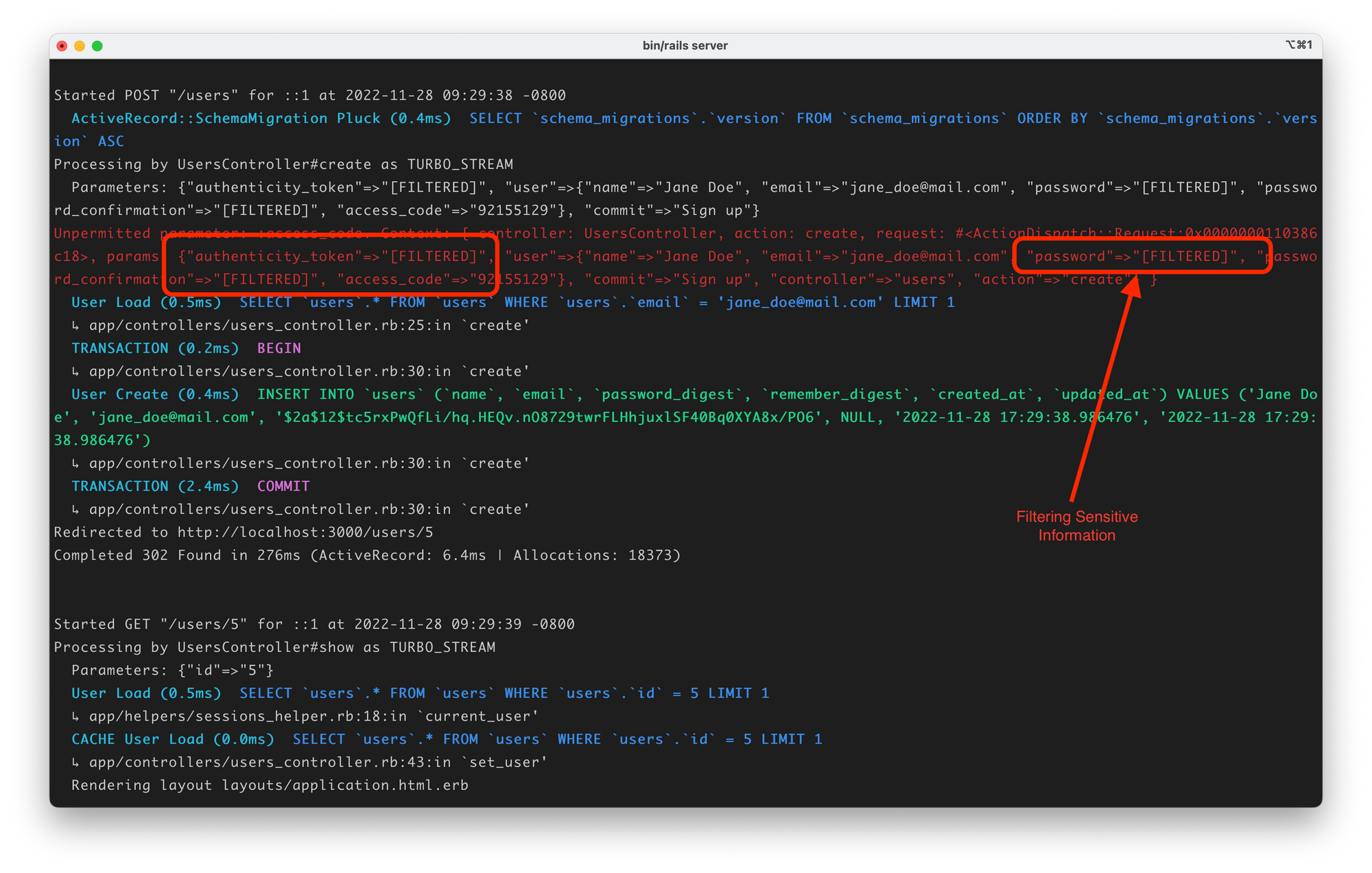 Parameter Filtering in Rails