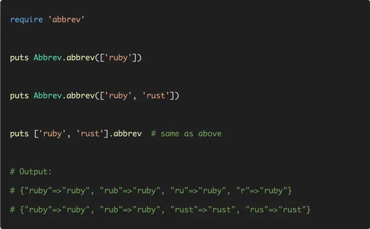 Ruby Standard Library: The Abbrev Module