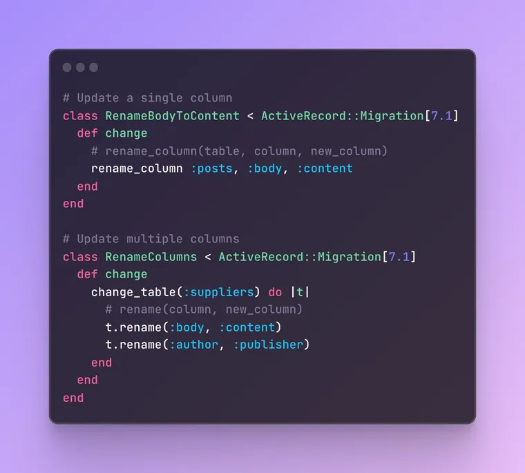 Rename Database Column in Rails