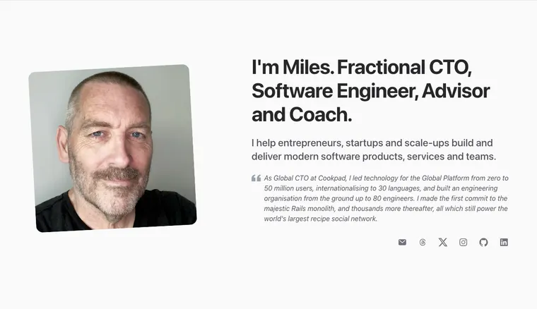 Miles Woodroffe, Technical Advisor and Fractional CTO