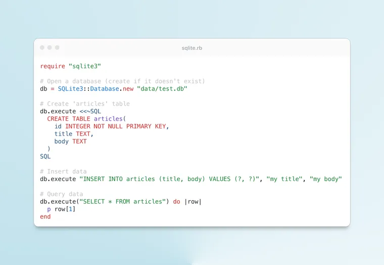 Working with SQLite in Ruby